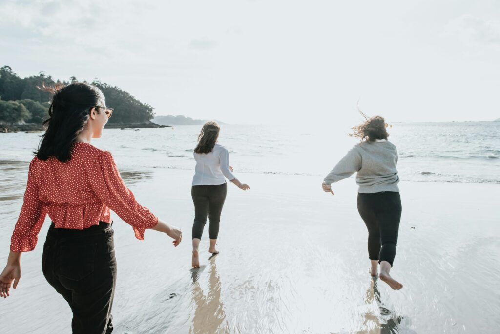 group of women at the beach