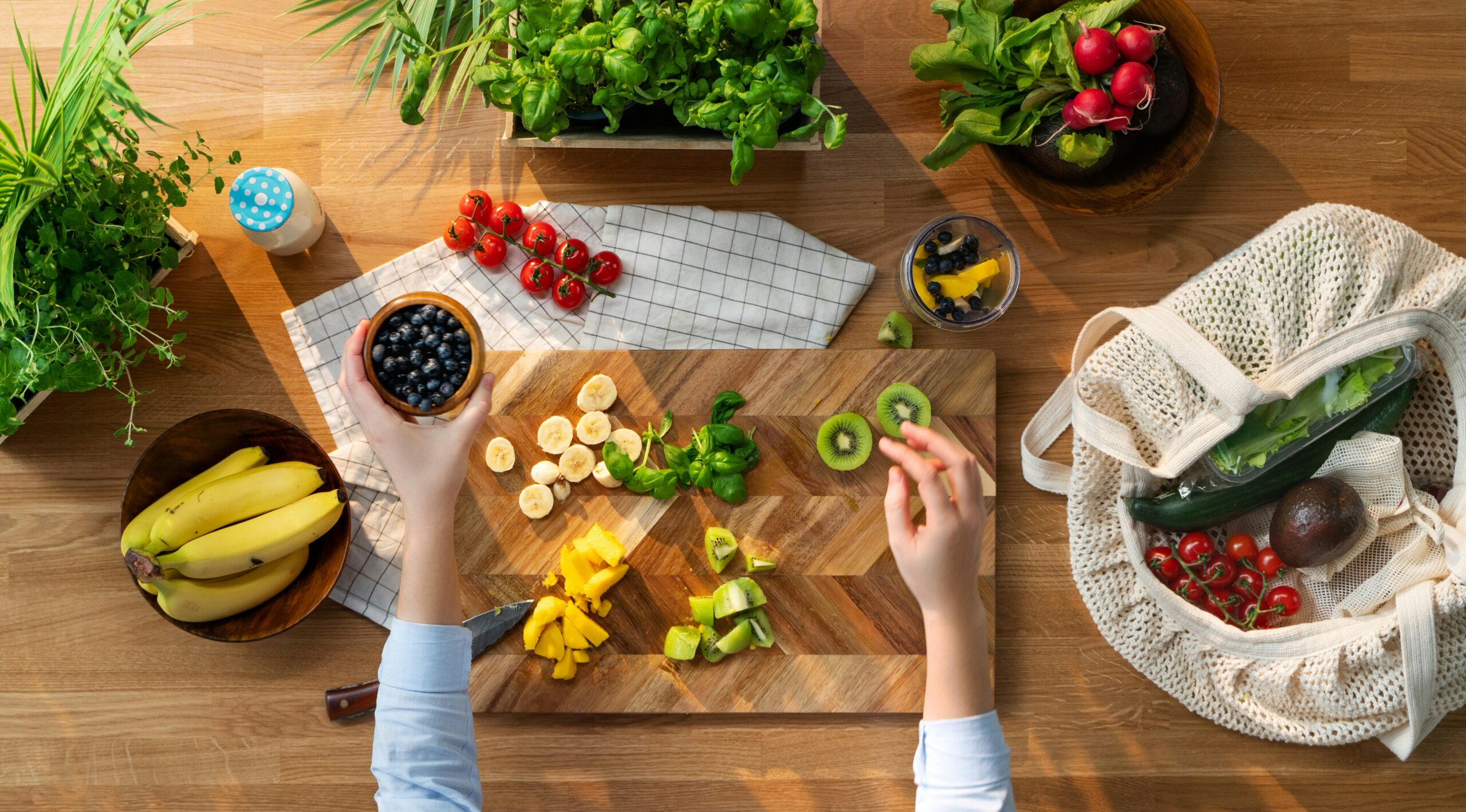 woman holding food